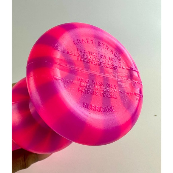 Vintage Krazy Straw Hurricane Cup Neon Hot Pink And Purple Stripes 20 ounces - Picture 6 of 10
